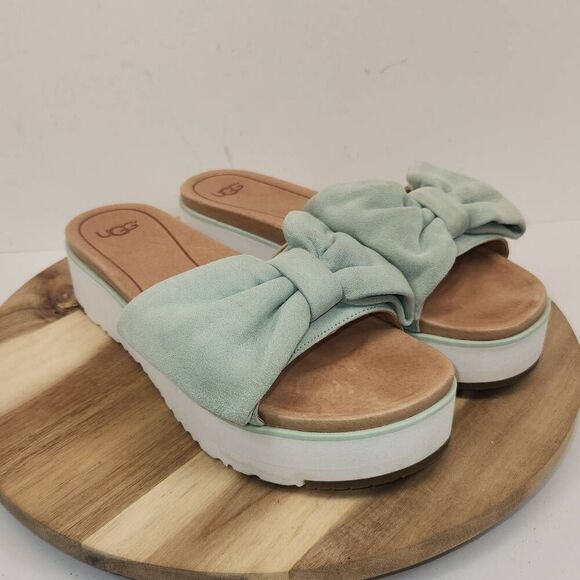 UGG Mint Green Bow Slide Sandals - Picture 2 of 8